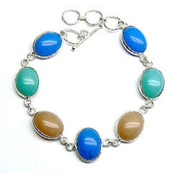 Silver Quartz Agate Chalcedony BRACELET - Picture 1 of 4